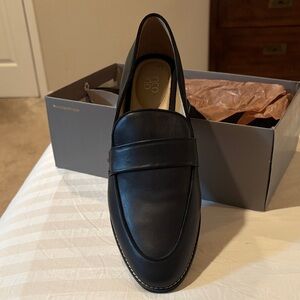 Women's black leather loafers